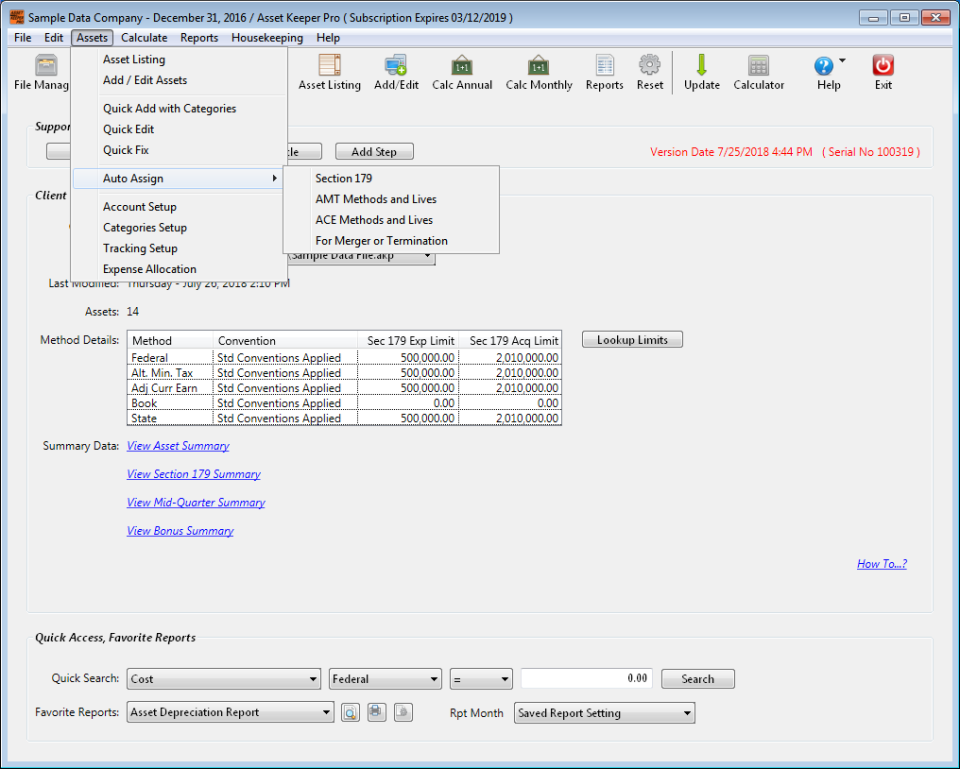 screenshot of Asset Keeper